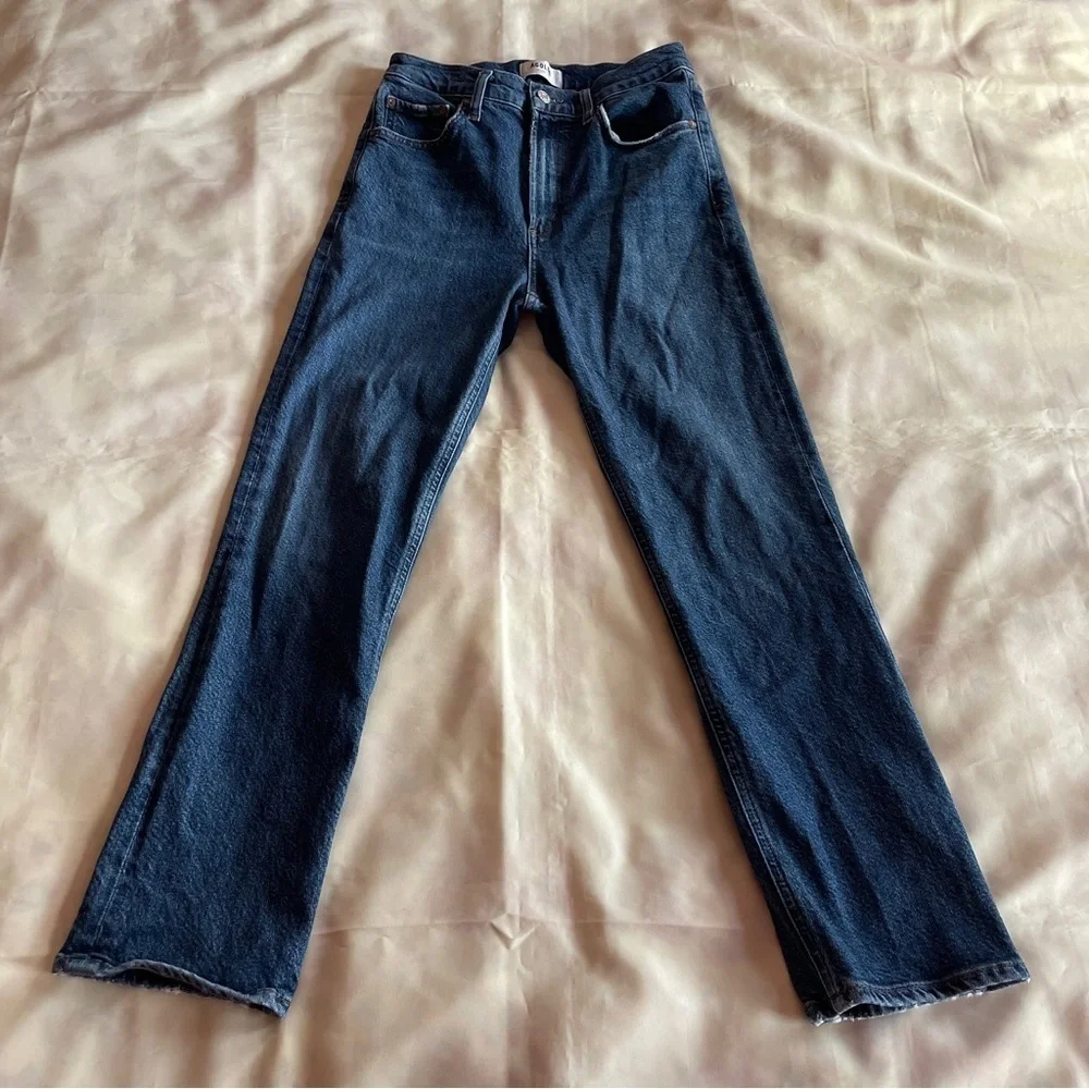 Agolde- Wilder Mid Rise Dark Wash Cropped Straight Leg Jeans Size 25 Everyday
